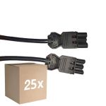 Fordelspakning 25x Noxion GST - Kompatibel Forlengelseskabel Svart - Male + Female - 3m - 3 pole 1,5mm2