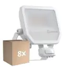Fordelspakning 8x Ledvance LED Flomlys Aluminium Hvit 41W 5500lm 100D - 830 Varm Hvit | IP65 - Bevegelses- Og Lyssensor - Symmetrisk