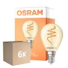 Fordelspakning 6x Osram Vintage 1906 LED Classic Slim E14 Pære Filament Gull 4.9W 470lm - 922 Ekstra Varm Hvit | Beste Fargegjengivelse - Dimbar - Erstatter 40W